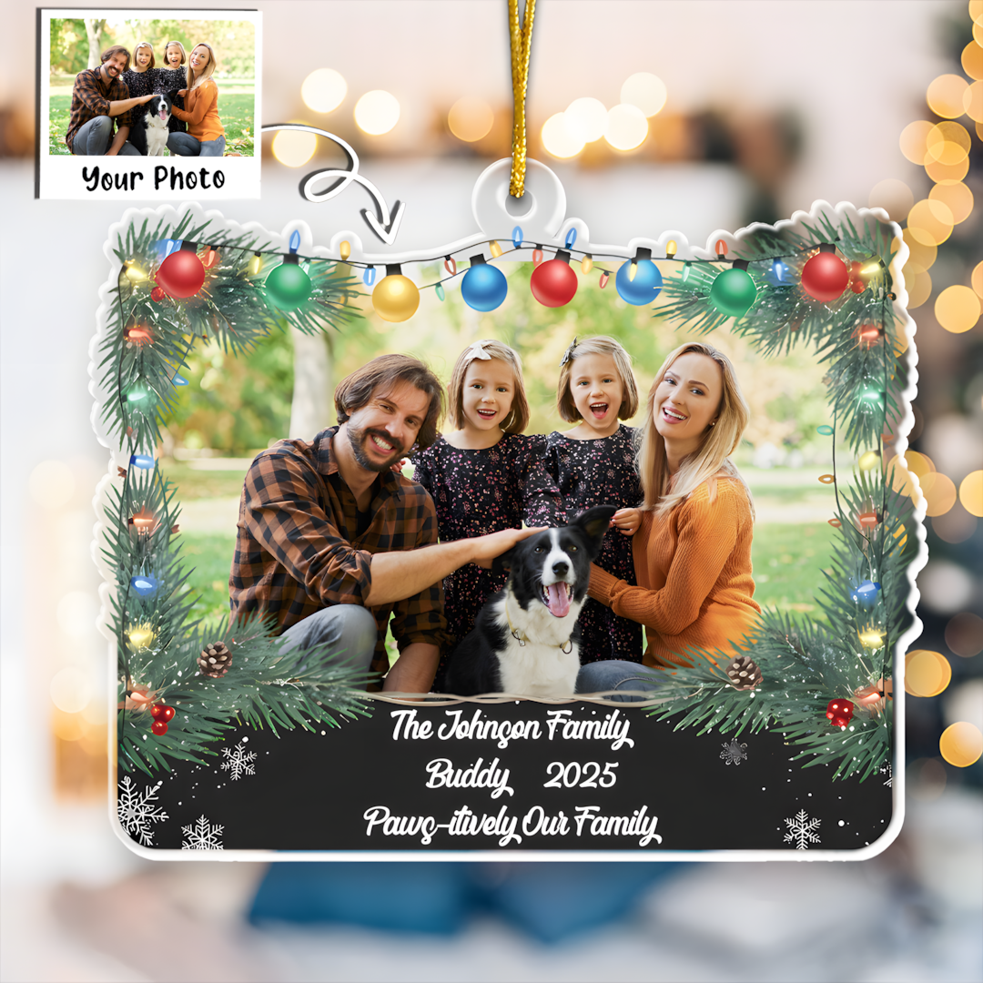 Paws-itively Our Family - Personalized Dog & Family Photo Christmas Ornament