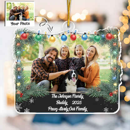 Paws-itively Our Family - Personalized Dog & Family Photo Christmas Ornament
