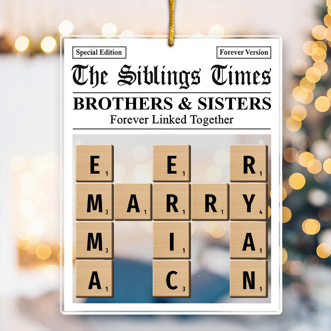 Crossword The Siblings Times - Personalized Custom Shaped Acrylic Ornament
