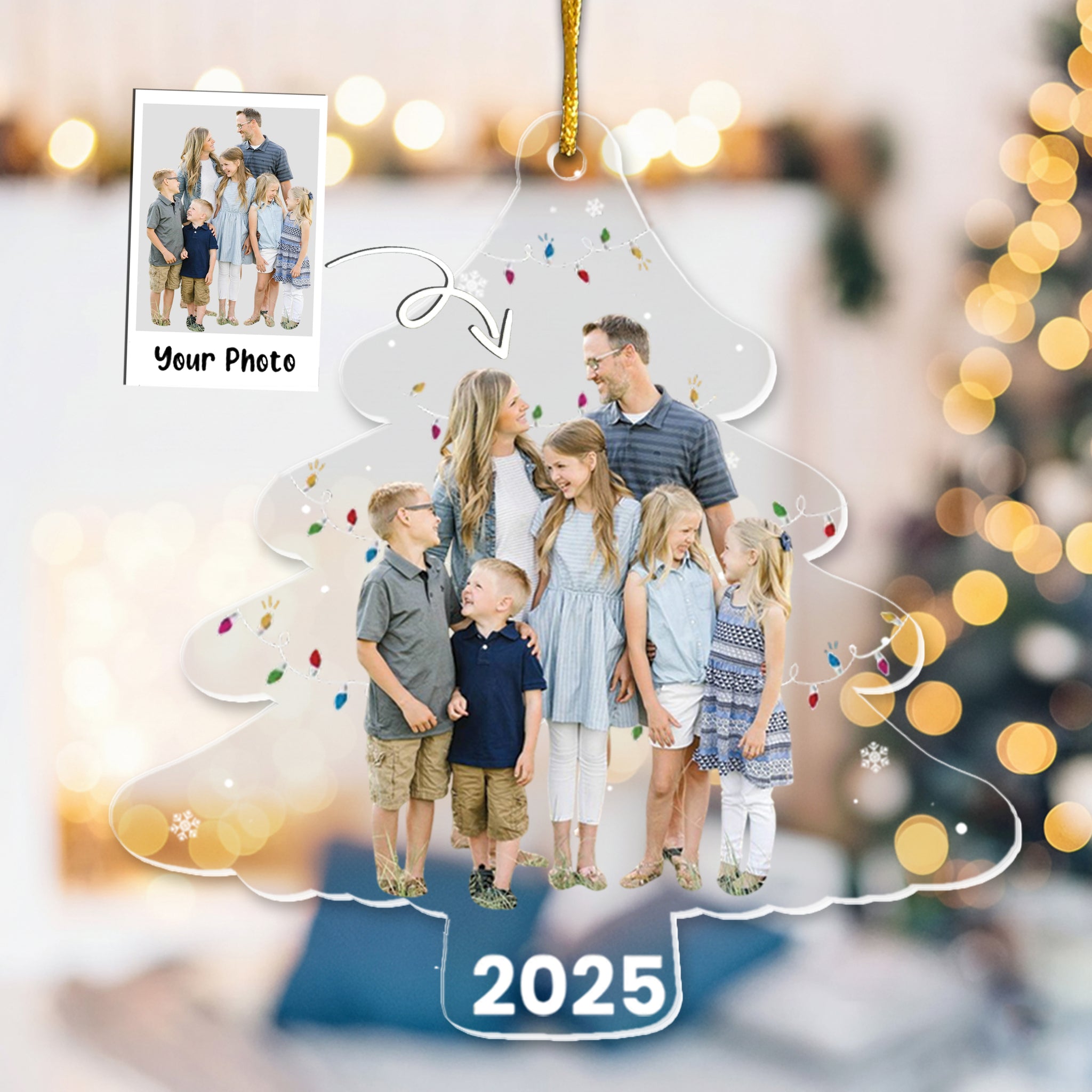 Custom Photo On Christmas Tree - Personalized Acrylic Photo Ornament