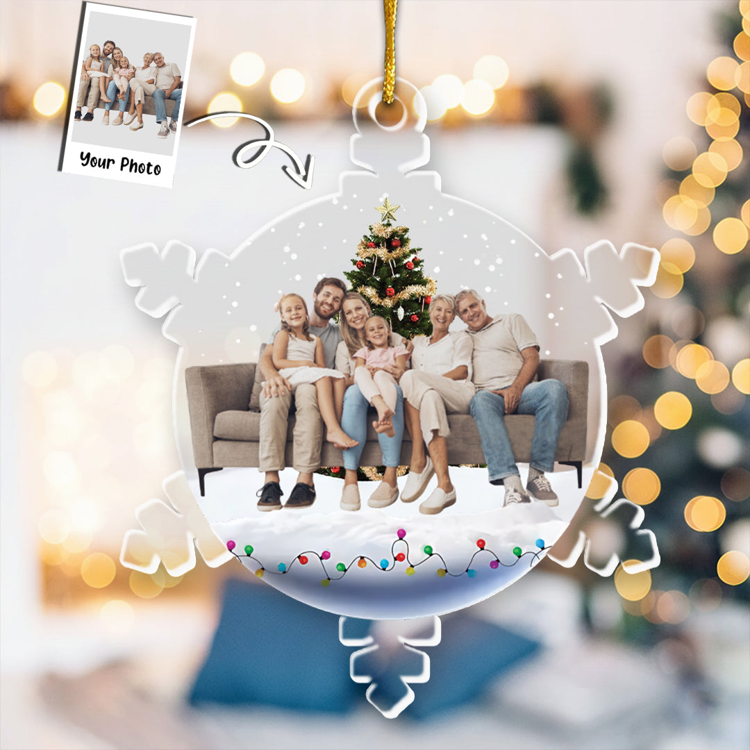 Snowflakes Custom Photo Family, Friends - Personalized Acrylic Photo Ornament