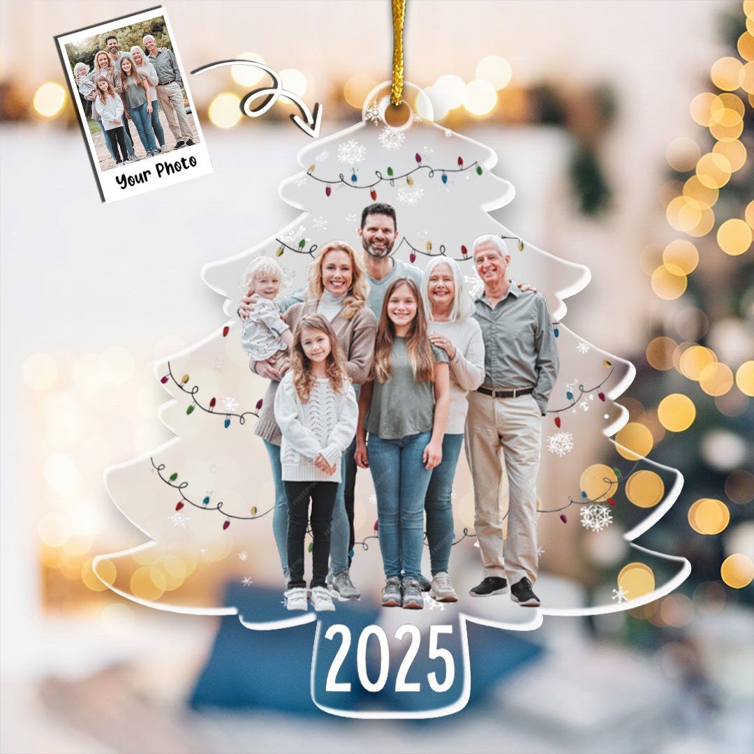Custom Photo On Christmas Tree - Personalized Acrylic Photo Ornament