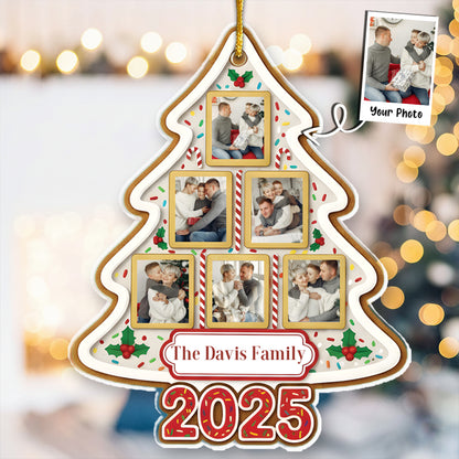 Gingerbread Style Photo Collage Ornament - Custom Year & "Awesome Squad" Keepsake