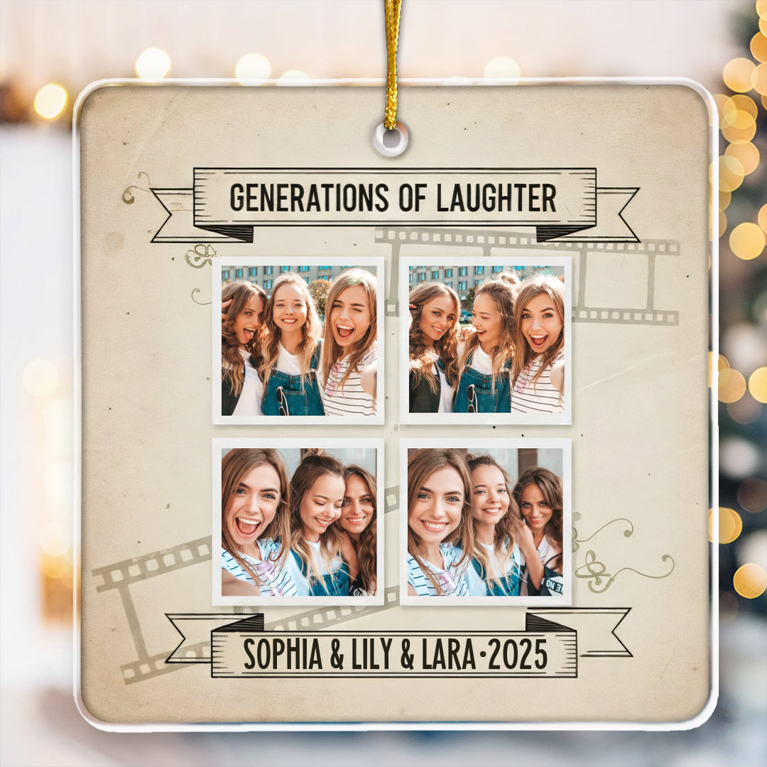 Vintage Style Photo Collage Ornament - Custom Names & Year of First Shared Memory Keepsake