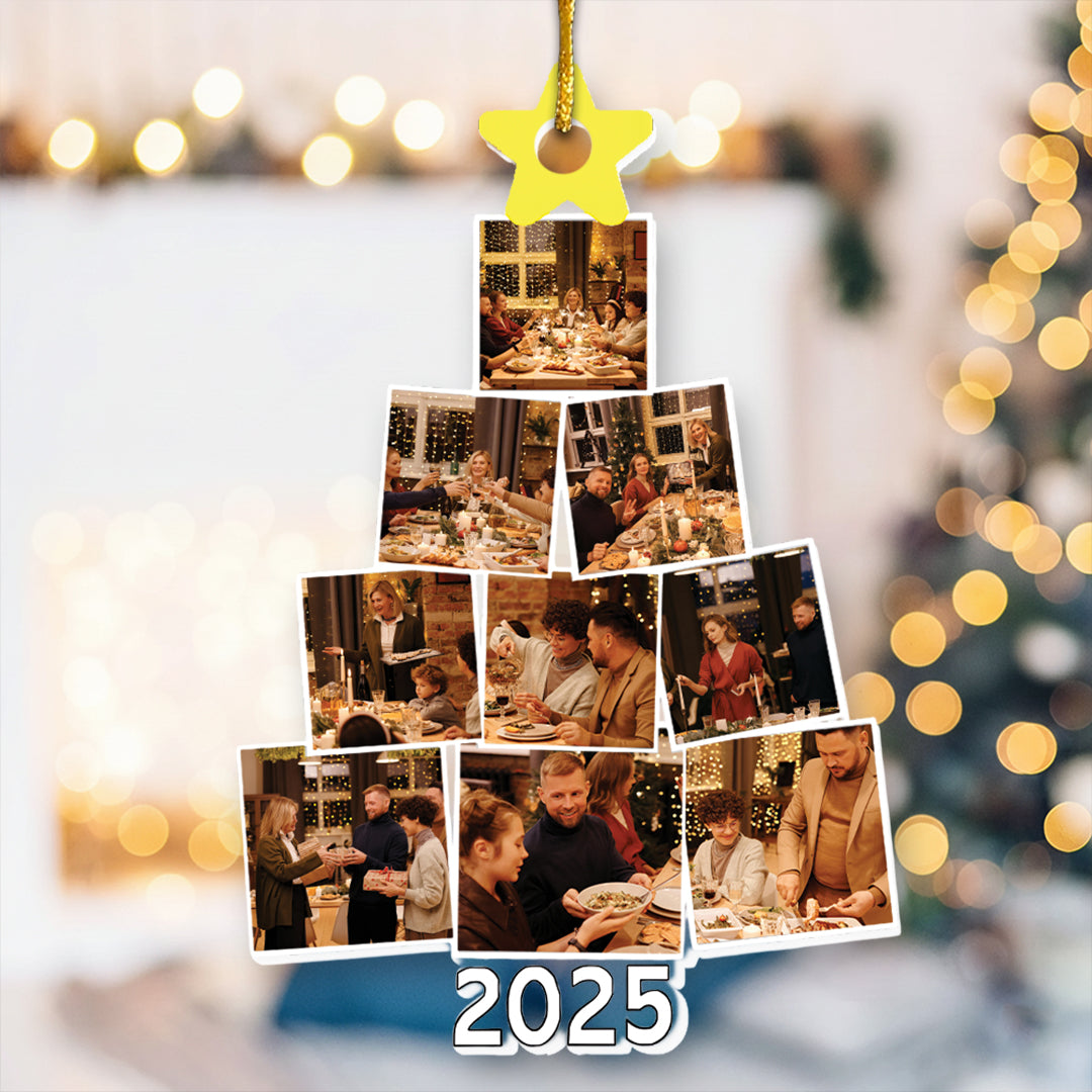 Photo Family Tree Christmas - Personalized Acrylic Photo Ornament-Ver 2 Custom Year