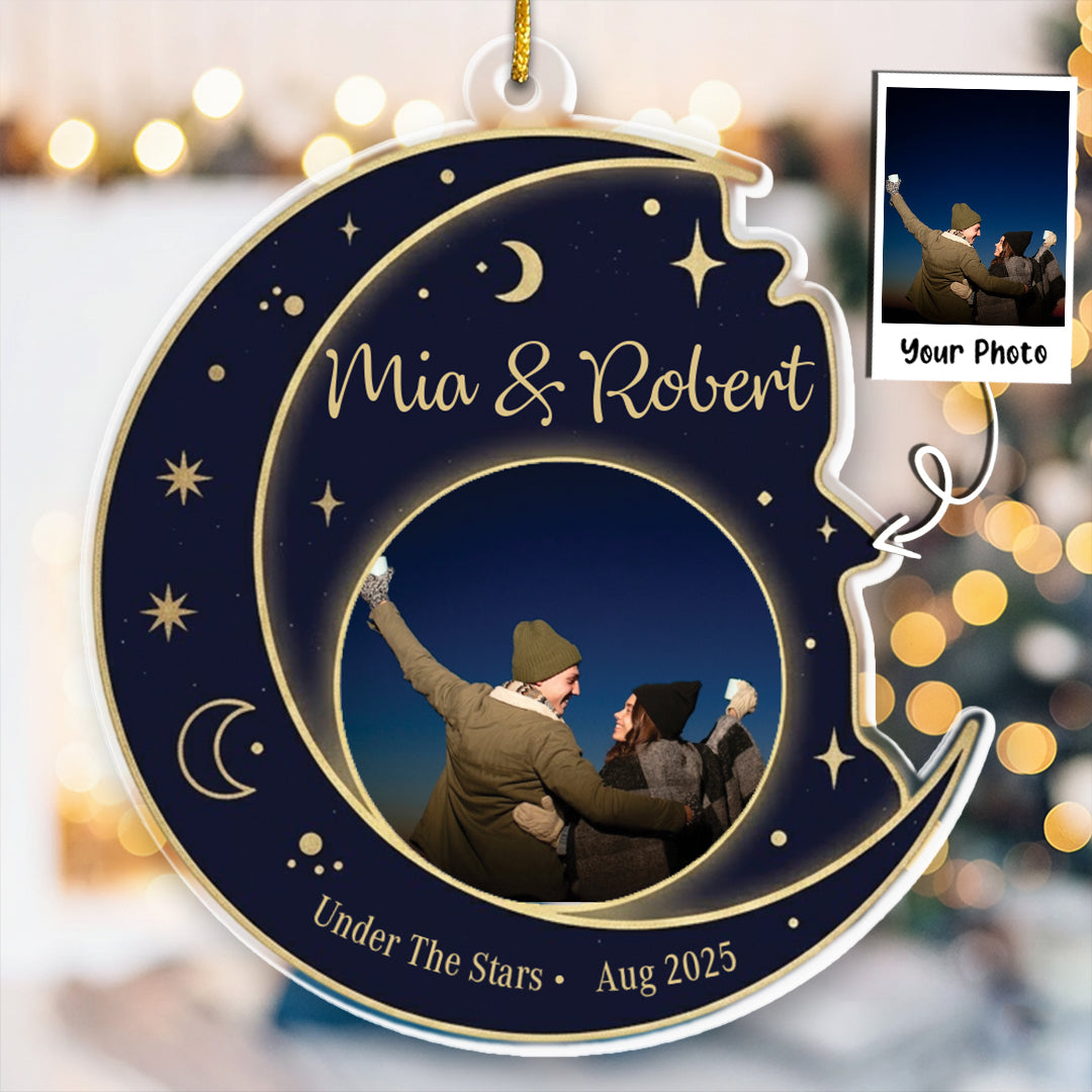 Under The Stars Personalized Photo Ornament - Custom Name & Date Night Sky Gift