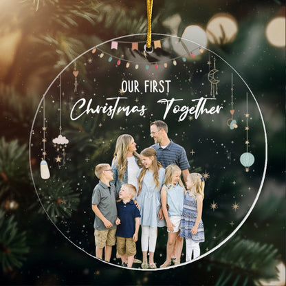 Baby First Christmas As A Family Of Three - Personalized Photo Acrylic Ornament