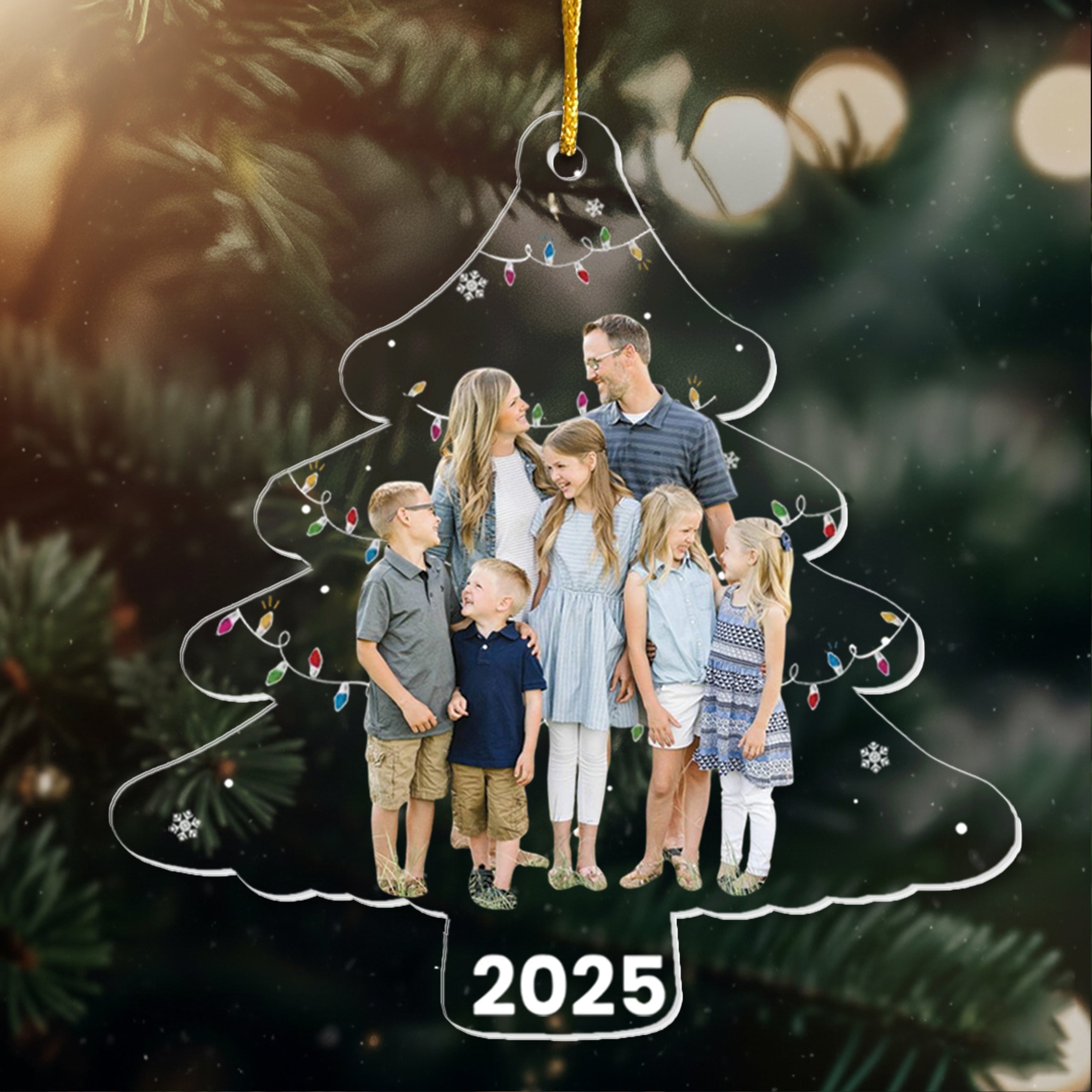 Custom Photo On Christmas Tree - Personalized Acrylic Photo Ornament