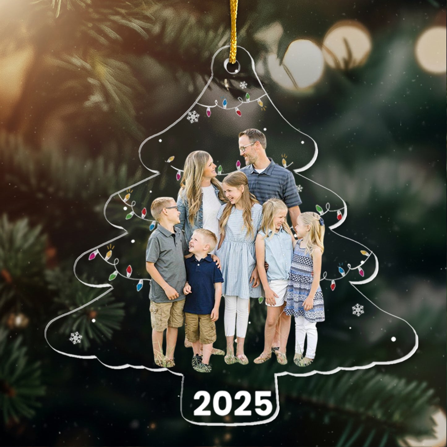 Custom Photo On Christmas Tree - Personalized Acrylic Photo Ornament