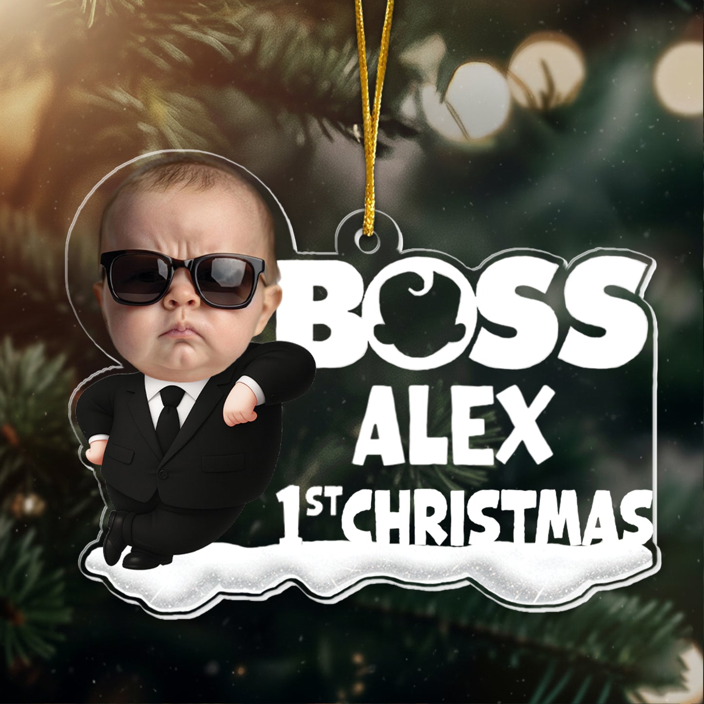 Baby 1st Christmas Cute Baby - Personalized Acrylic Photo Ornament