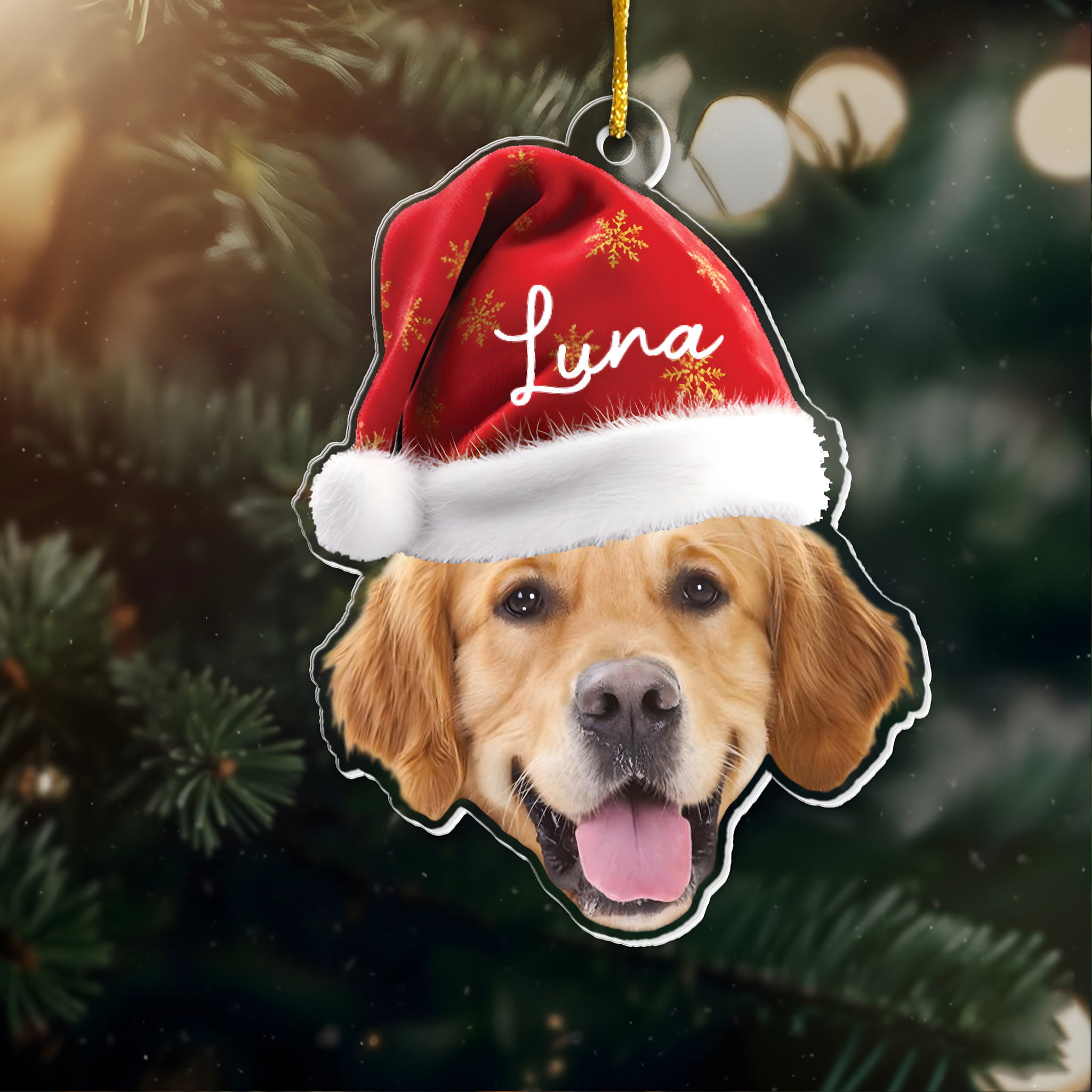 Pet Funny Christmas Face - Personalized Pet Photo Ornament