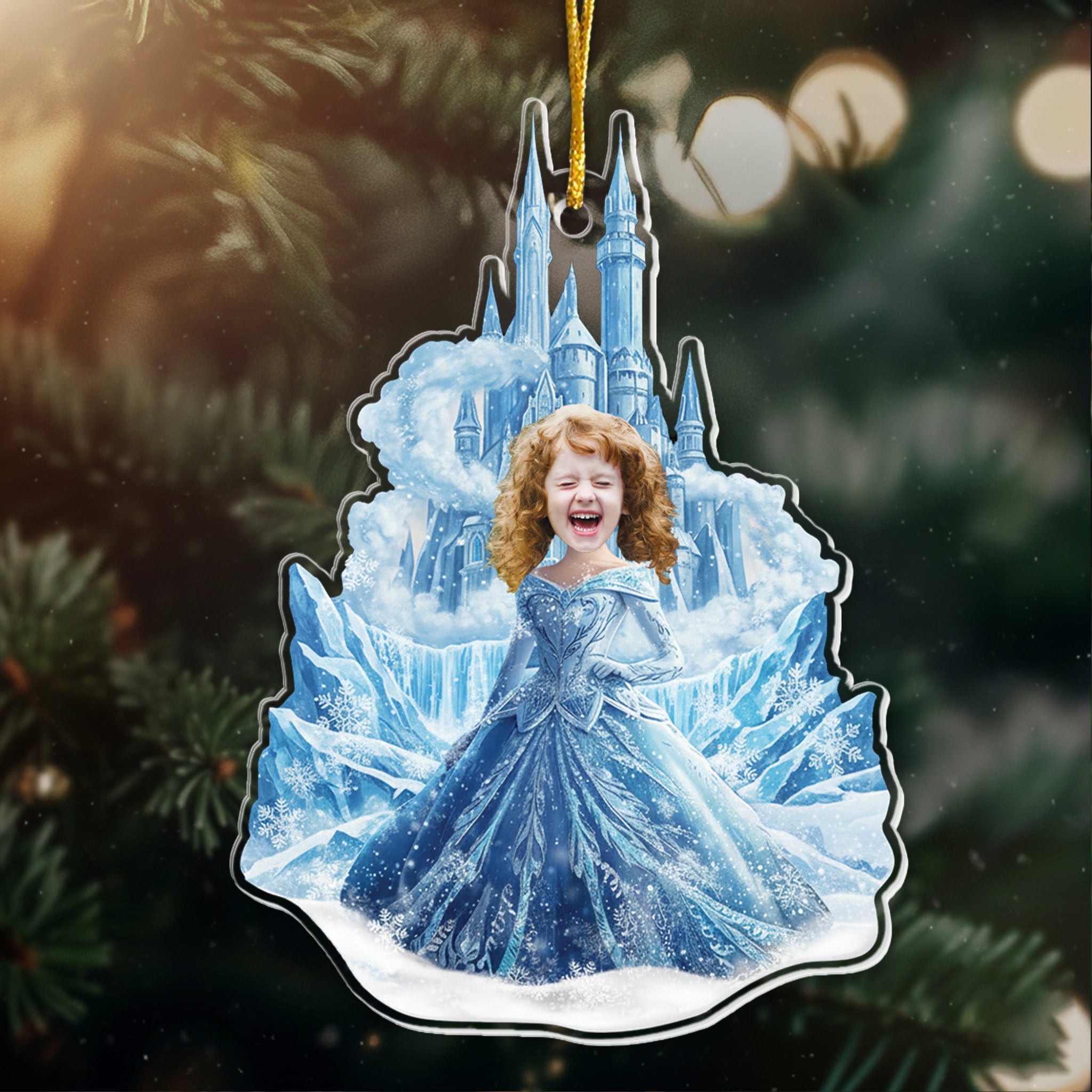 Ice Princess - Custom Face Ornament Gifts For Daughter, Girl, Kids - Personalized Acrylic Photo Ornament