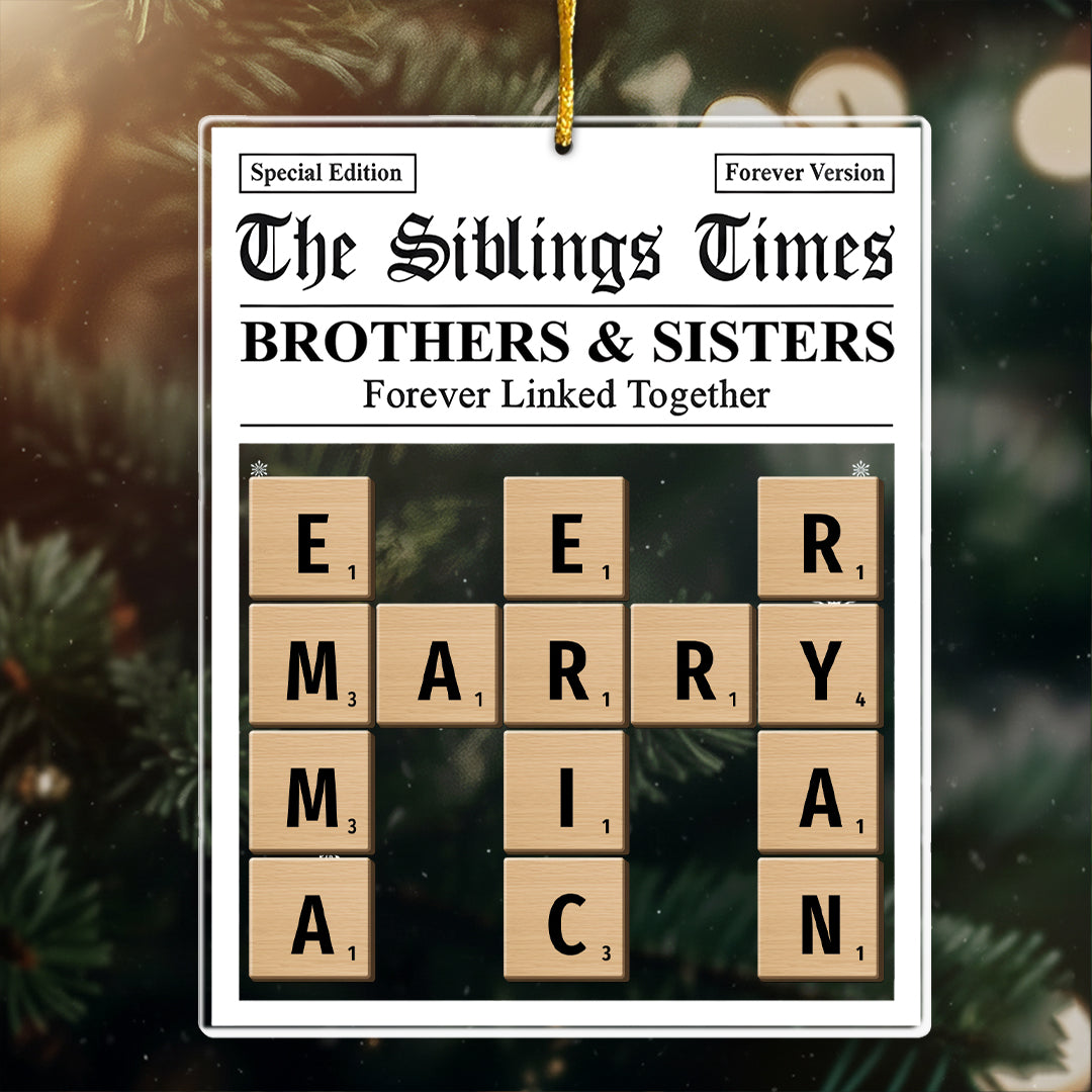Crossword The Siblings Times - Personalized Custom Shaped Acrylic Ornament