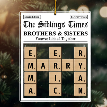 Crossword The Siblings Times - Personalized Custom Shaped Acrylic Ornament