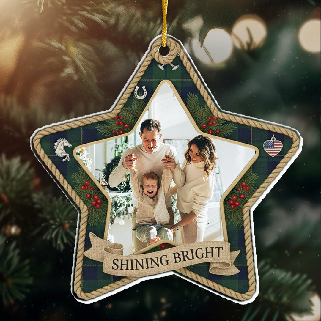 Shining Bright Personalized Photo Star Ornament - Custom Picture Upload Christmas Gift