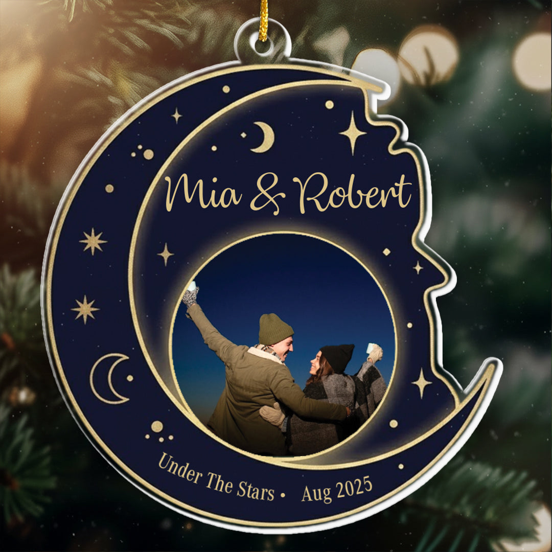 Under The Stars Personalized Photo Ornament - Custom Name & Date Night Sky Gift
