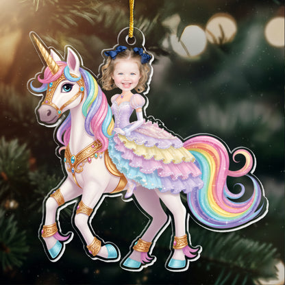 Unicorn Princess - Custom Face Ornament Gifts For Girl, Daughter - Personalized Acrylic Photo Ornament