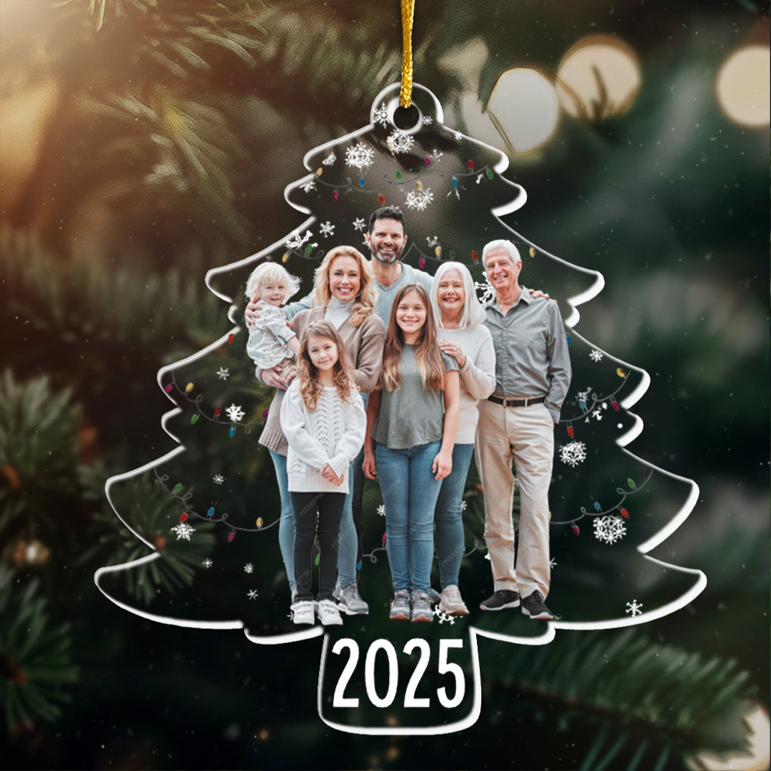 Custom Photo On Christmas Tree - Personalized Acrylic Photo Ornament