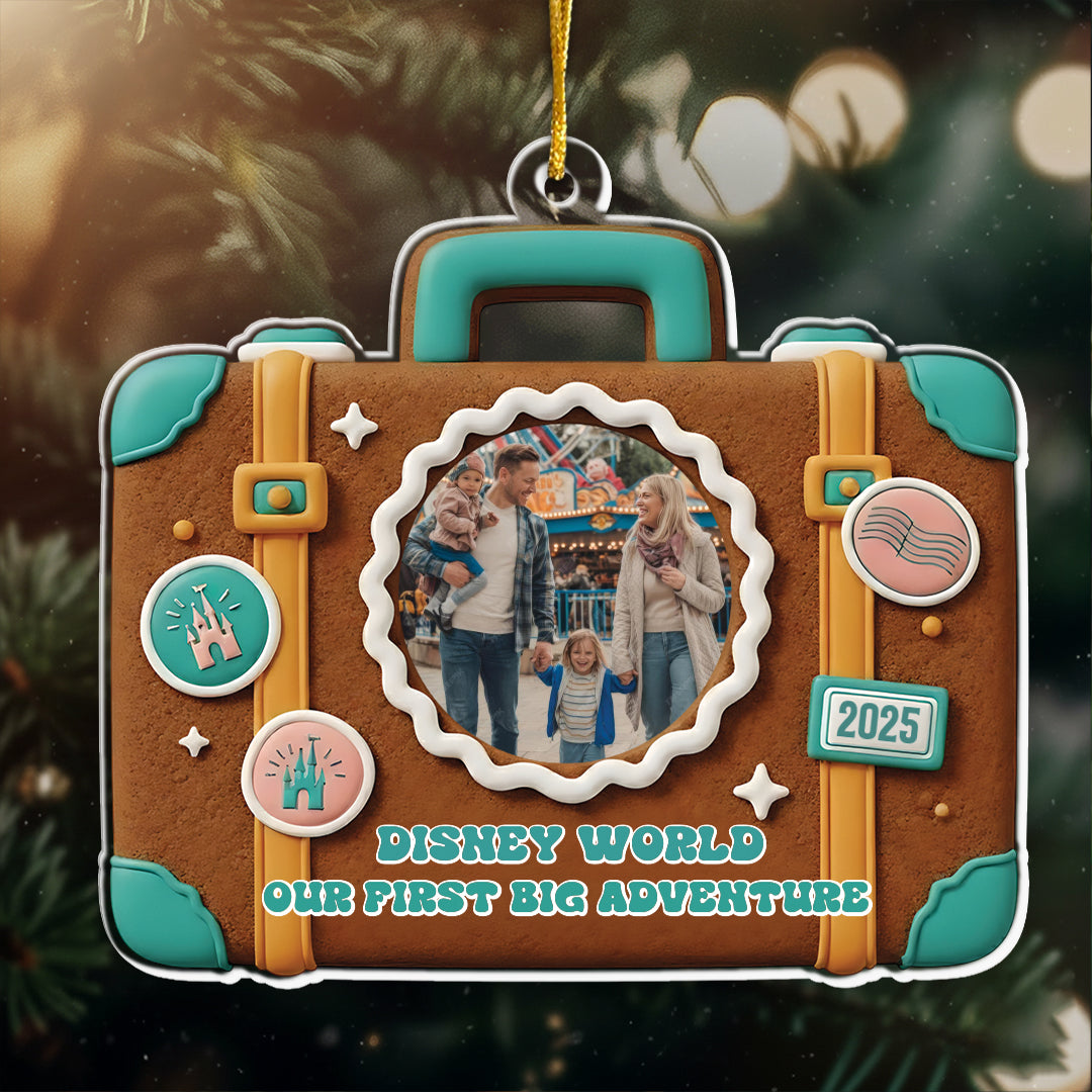 Our First Big Adventure Custom Photo Ornament V2 - Gingerbread Gift