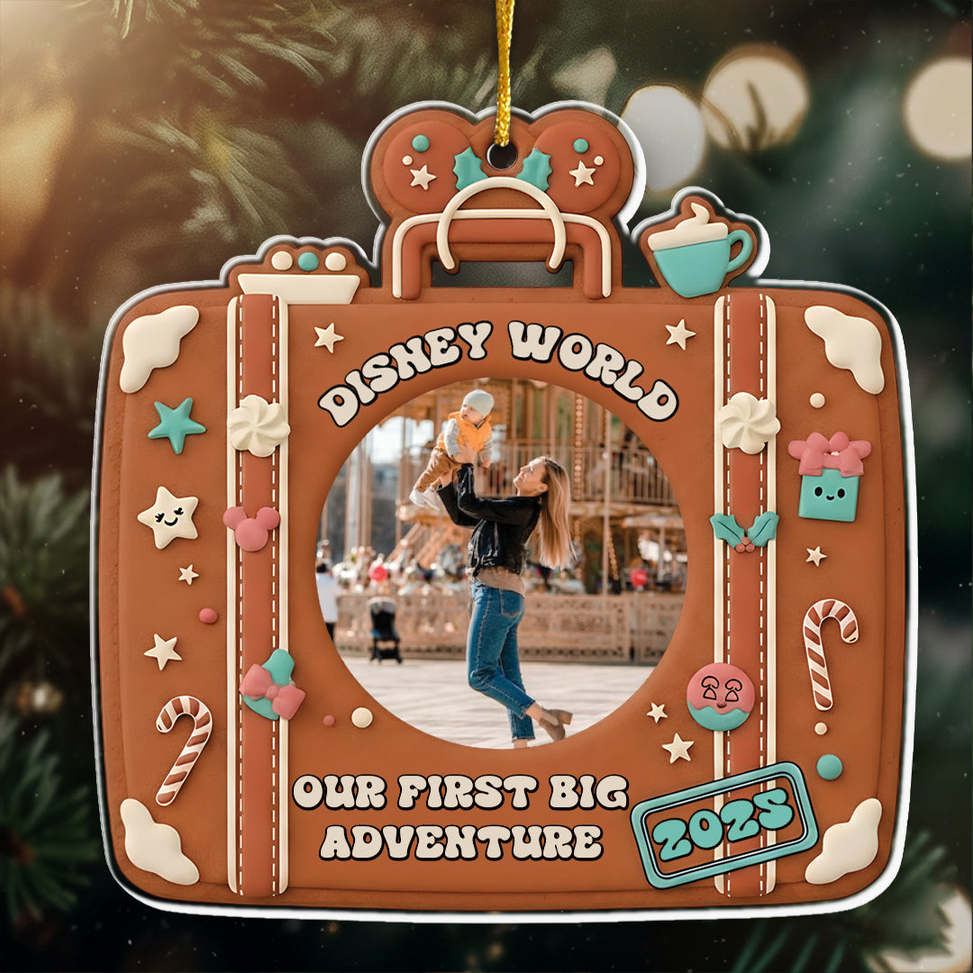 Our First Big Adventure Custom Photo Ornament - Gingerbread Gift