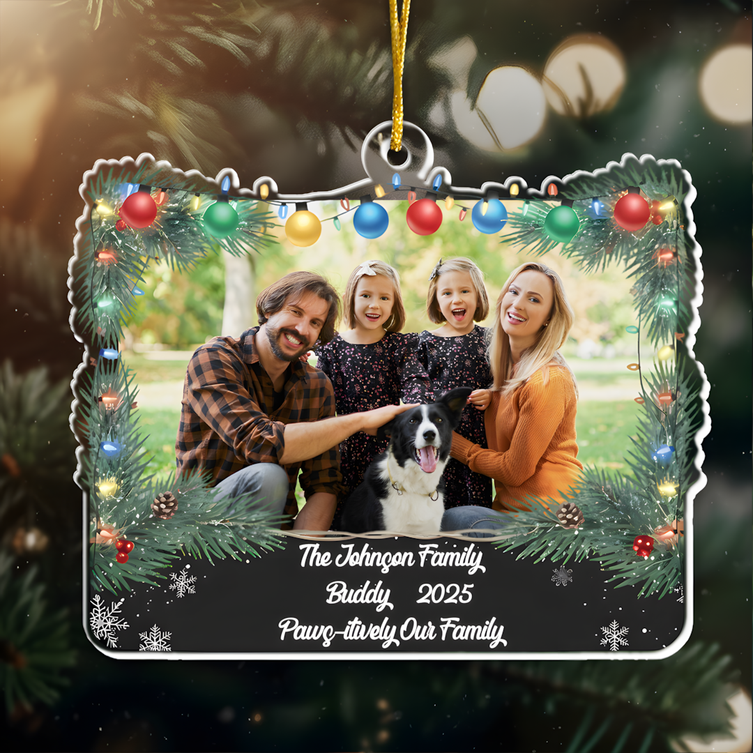 Paws-itively Our Family - Personalized Dog & Family Photo Christmas Ornament
