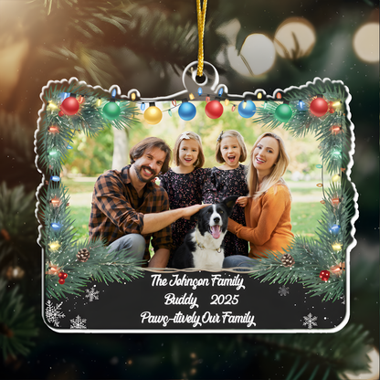 Paws-itively Our Family - Personalized Dog & Family Photo Christmas Ornament