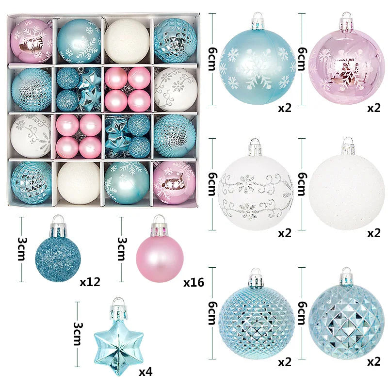 44Pcs 3/6CM Christmas Ball Christmas Tree Decoration Ornaments for Home Decor Halloween New Year Navidad Pendant Ball Accessory