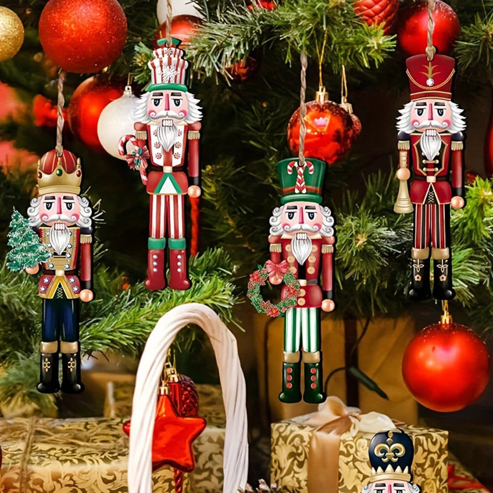 12PCS Nutcracker Wooden Decorative Set - Christmas Gift, Party Decoration And Home Decor