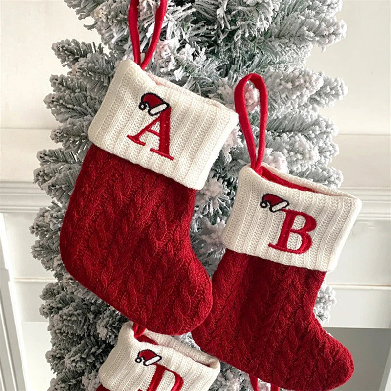 Christmas Alphabet Knitting Socks Christmas Tree Ornaments Christmas Decorations For Home 2024 Navidad Noel 2025Xmas Gift