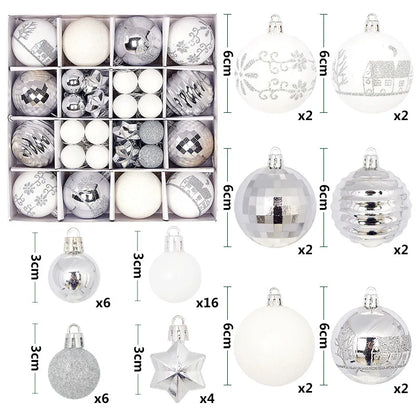 44Pcs 3/6CM Christmas Ball Christmas Tree Decoration Ornaments for Home Decor Halloween New Year Navidad Pendant Ball Accessory