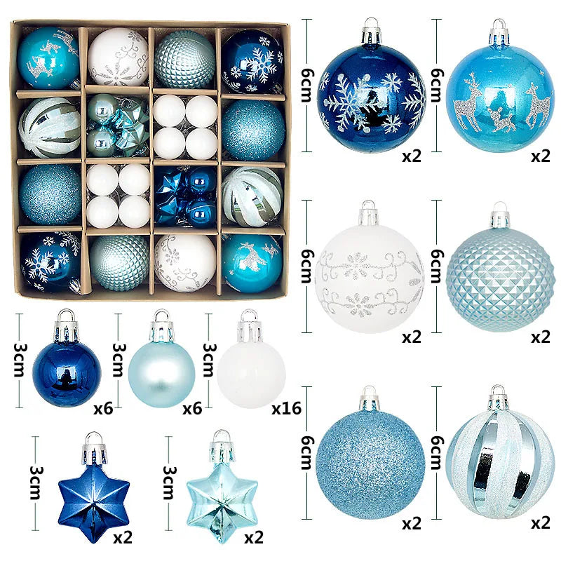 44Pcs 3/6CM Christmas Ball Christmas Tree Decoration Ornaments for Home Decor Halloween New Year Navidad Pendant Ball Accessory