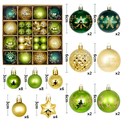 44Pcs 3/6CM Christmas Ball Christmas Tree Decoration Ornaments for Home Decor Halloween New Year Navidad Pendant Ball Accessory