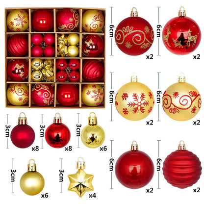 44Pcs 3/6CM Christmas Ball Christmas Tree Decoration Ornaments for Home Decor Halloween New Year Navidad Pendant Ball Accessory
