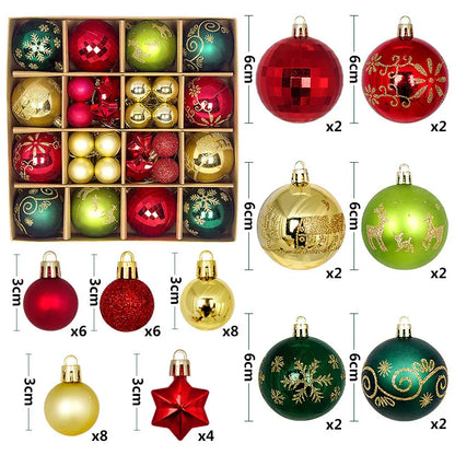 44Pcs 3/6CM Christmas Ball Christmas Tree Decoration Ornaments for Home Decor Halloween New Year Navidad Pendant Ball Accessory