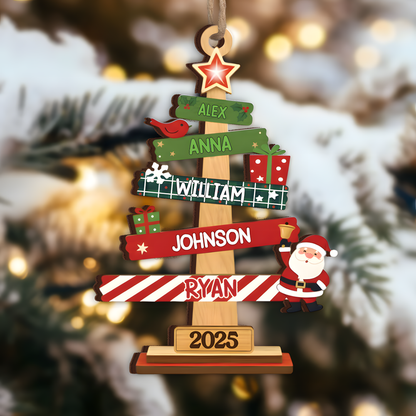 Our Family Christmas Tree, Custom Wood Ornament - Personalized Christmas Birthday Gifts For Mom, Dad, Kids