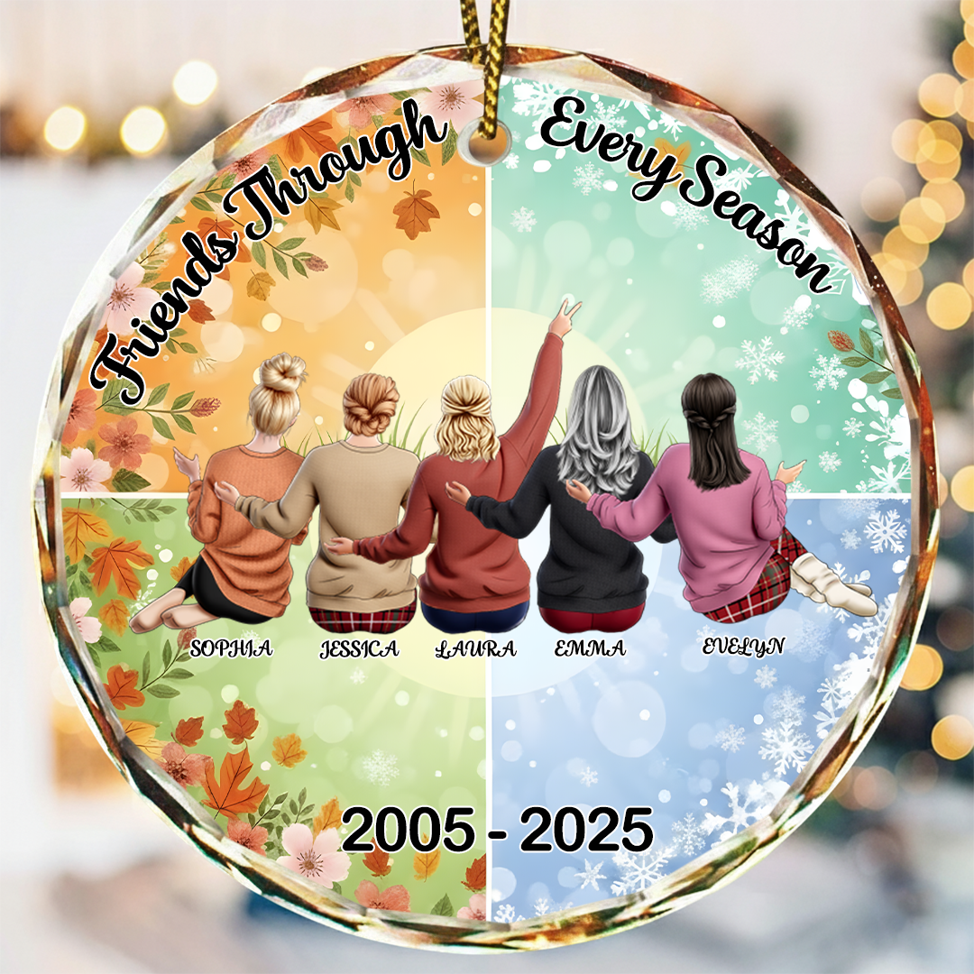 Friends Through Every Season - Personalized Best Friends Name & Year Christmas Ornament