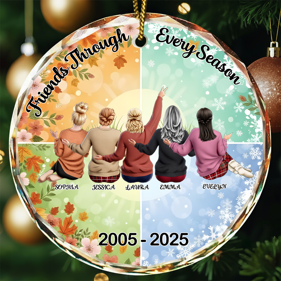 Friends Through Every Season - Personalized Best Friends Name & Year Christmas Ornament