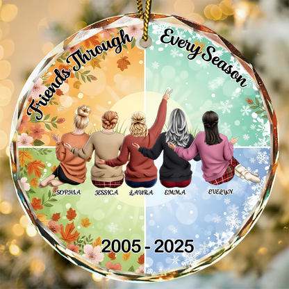 Friends Through Every Season - Personalized Best Friends Name & Year Christmas Ornament