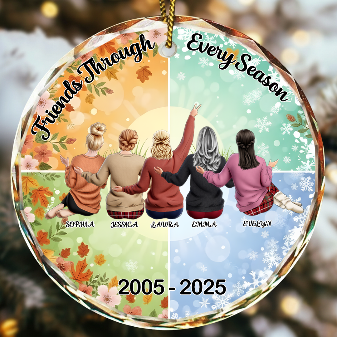 Friends Through Every Season - Personalized Best Friends Name & Year Christmas Ornament