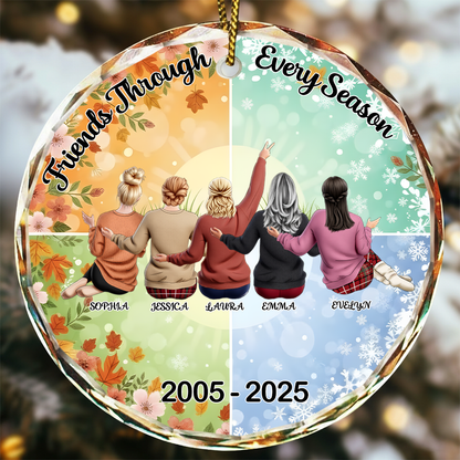 Friends Through Every Season - Personalized Best Friends Name & Year Christmas Ornament