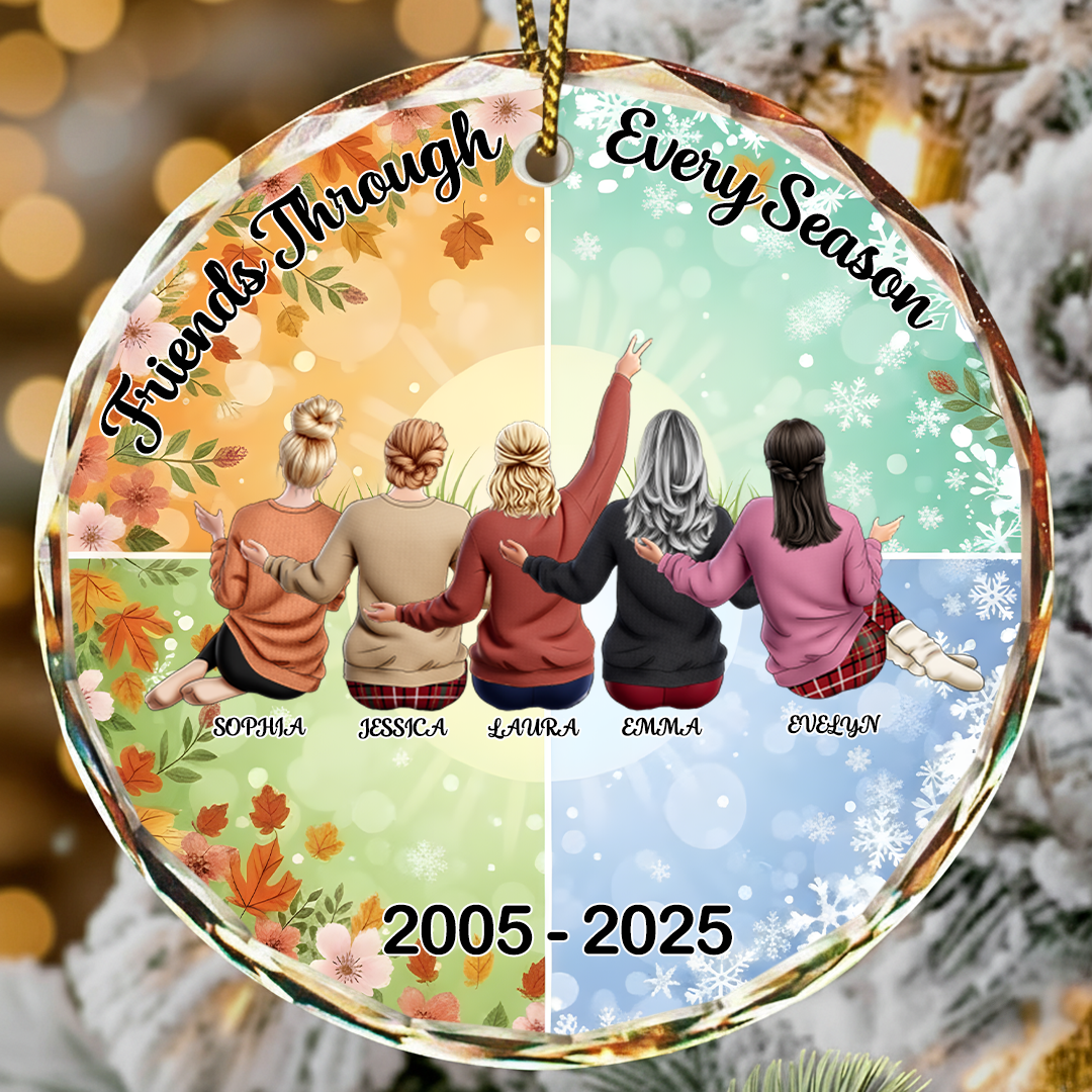 Friends Through Every Season - Personalized Best Friends Name & Year Christmas Ornament