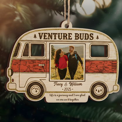 Venture Buds Personalized Ornament - Custom Couple/Friendship Photo Camper Keepsake